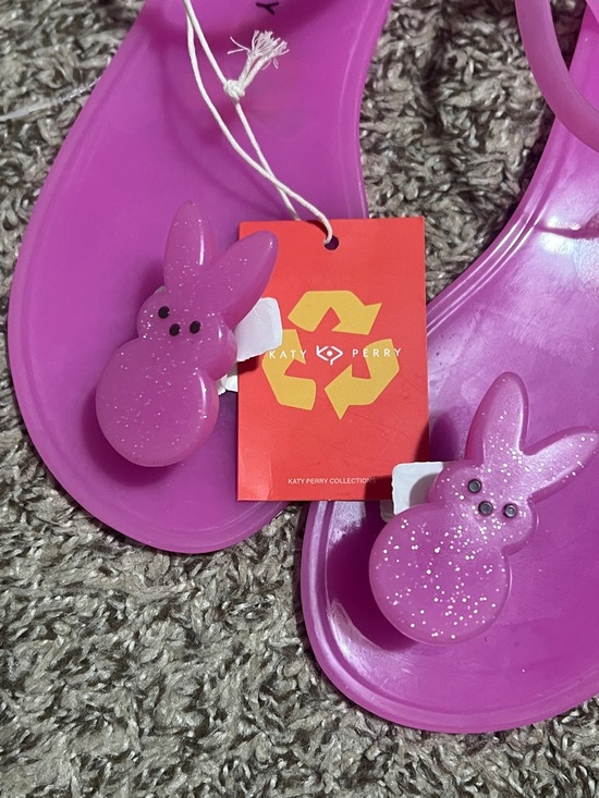 NEW KATY PERRY x PEEPS Pink Jelly Sandals with Bunny Design - Picture 2 of 12